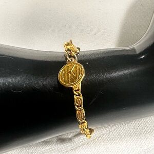 Anne Klein Bracelet Greek Key Chain Bracelet Gold Tone 7.5 Quiet Luxury